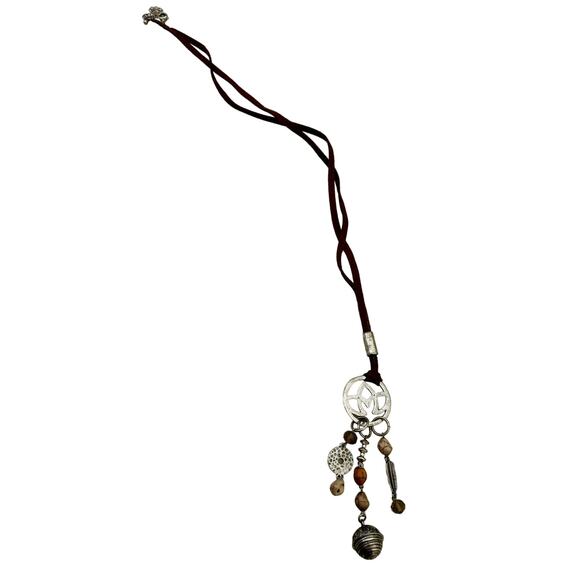 Leather and Mixed Metal Necklace - Picture 2 of 6